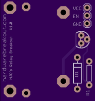 Rendering of my relay PCB from OSHPark.com (top).